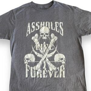 A**holes Live Forever Classic Skull T-Shirt Blue A-holes LE Cotton Tee Unisex M